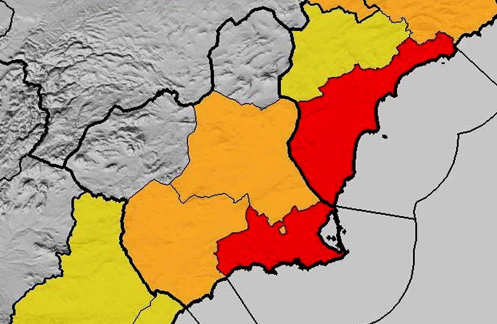 El Valle del Guadalentn, en alerta naranja por fuertes lluvias hasta la medianoche